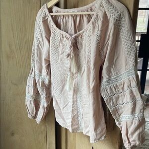 Elegant Pink Lace-Trimmed Women's Top